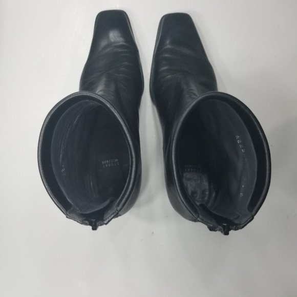 Stuart Weitzman Square Toed Black Leather Booties - Picture 7 of 16